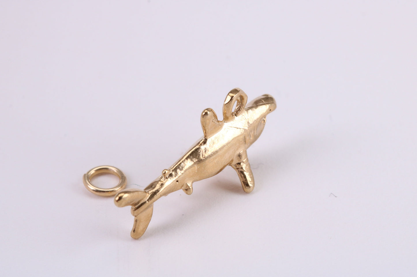 Shark Charm, Traditional Charm, Made from Solid Yellow Gold, British Hallmarked, Complete with Attachment Link