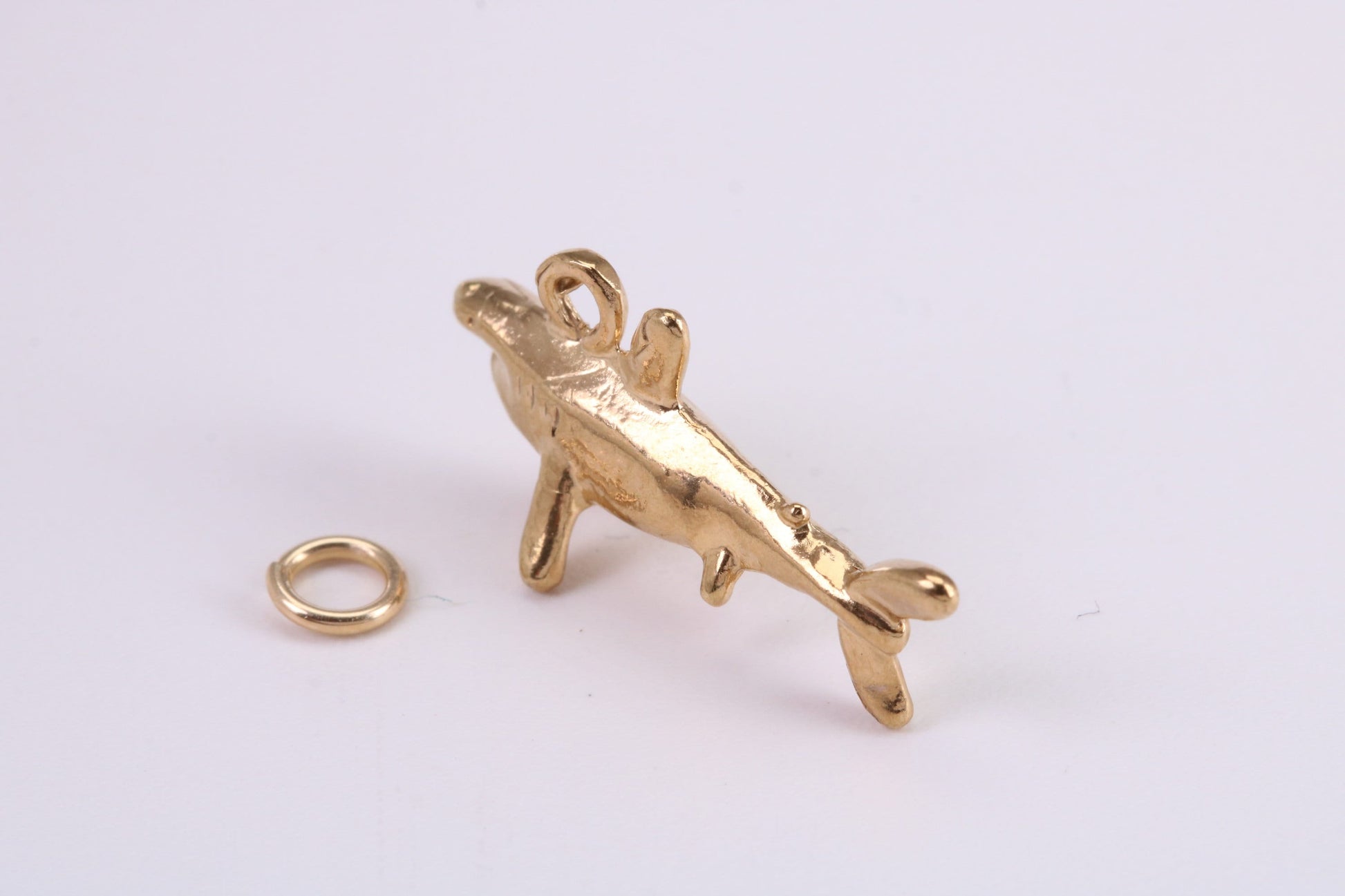 Shark Charm, Traditional Charm, Made from Solid Yellow Gold, British Hallmarked, Complete with Attachment Link