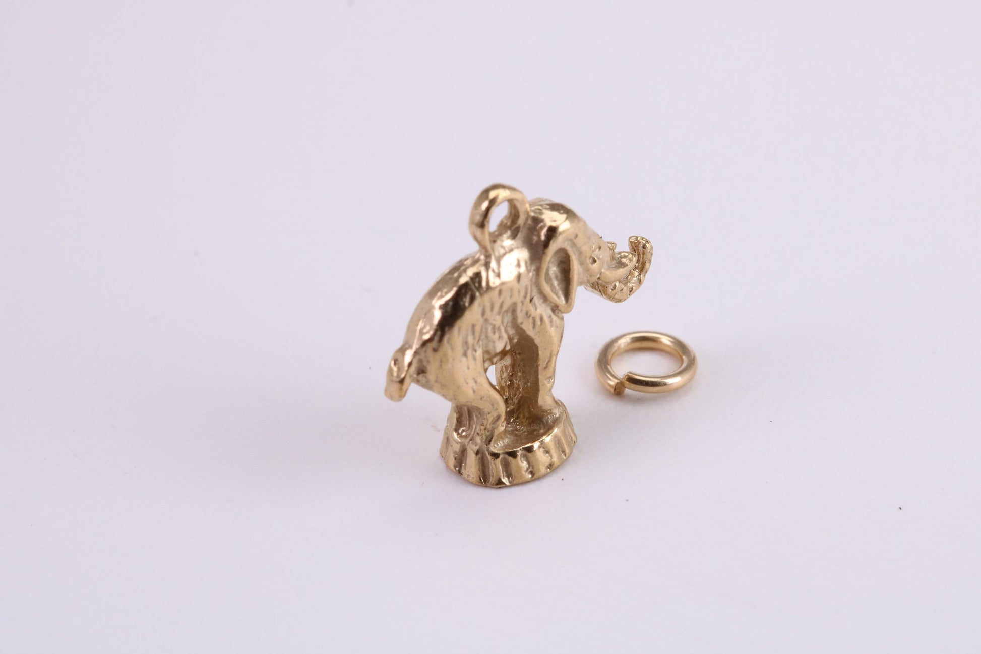 Circus Elephant Charm, Traditional Charm, Made from Solid Yellow Gold, British Hallmarked, Complete with Attachment Link