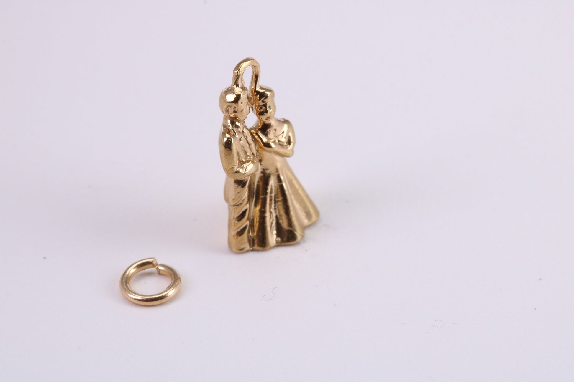 Couple at the Alter Charm, Traditional Charm, Made from Solid Yellow Gold, British Hallmarked, Complete with Attachment Link