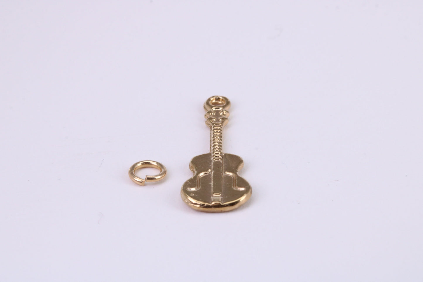 Guitar Charm, Traditional Charm, Made from Solid Yellow Gold, British Hallmarked, Complete with Attachment Link