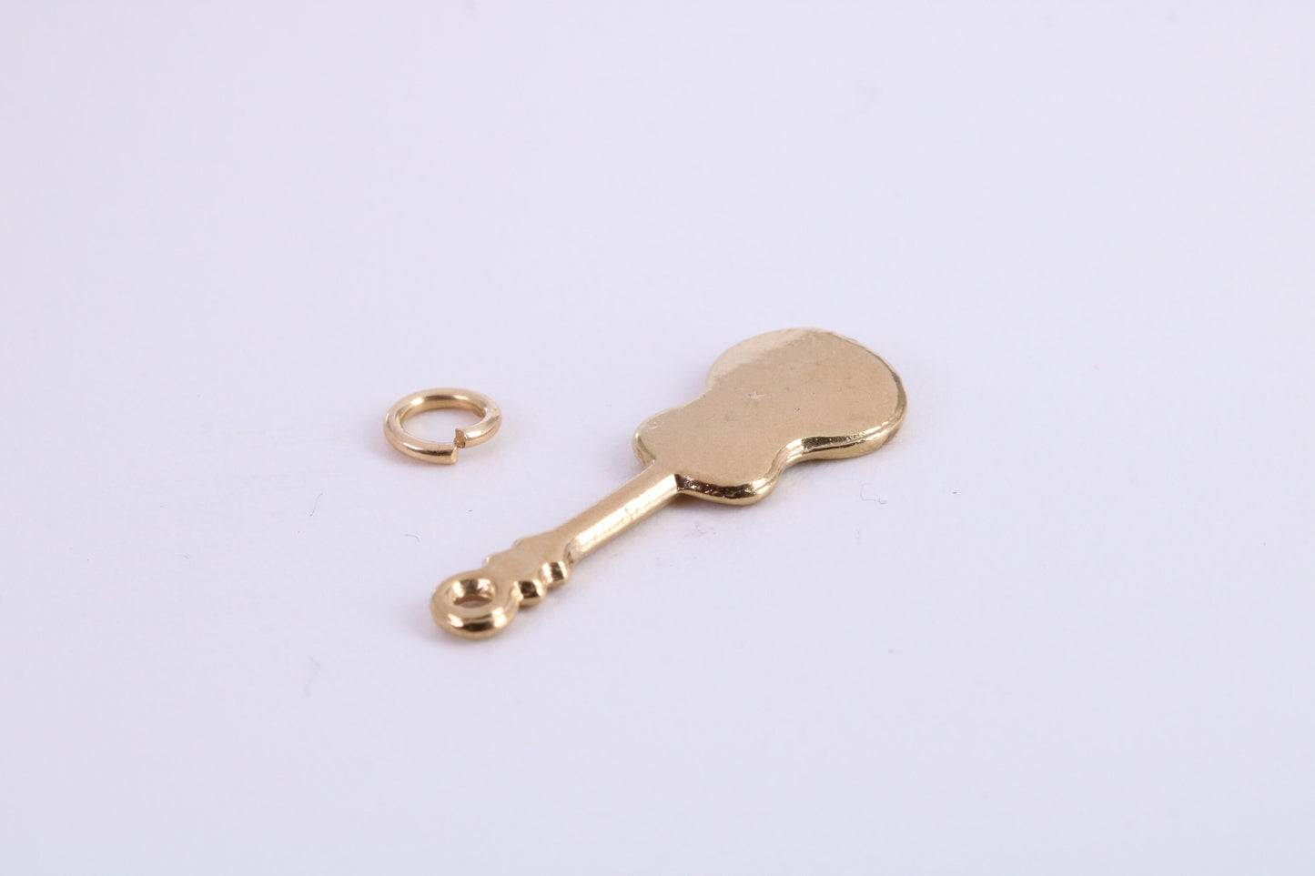 Guitar Charm, Traditional Charm, Made from Solid Yellow Gold, British Hallmarked, Complete with Attachment Link