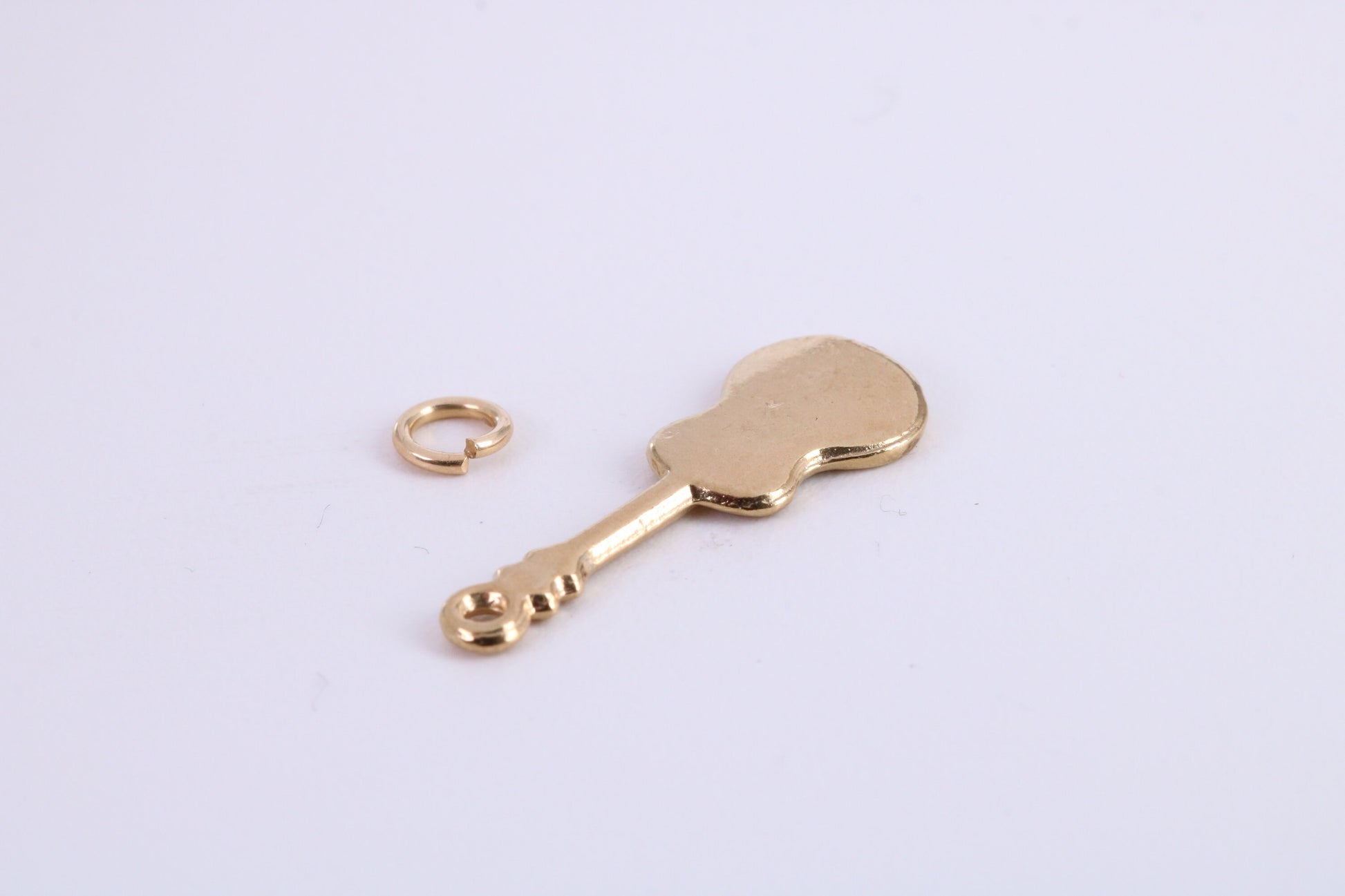 Guitar Charm, Traditional Charm, Made from Solid Yellow Gold, British Hallmarked, Complete with Attachment Link