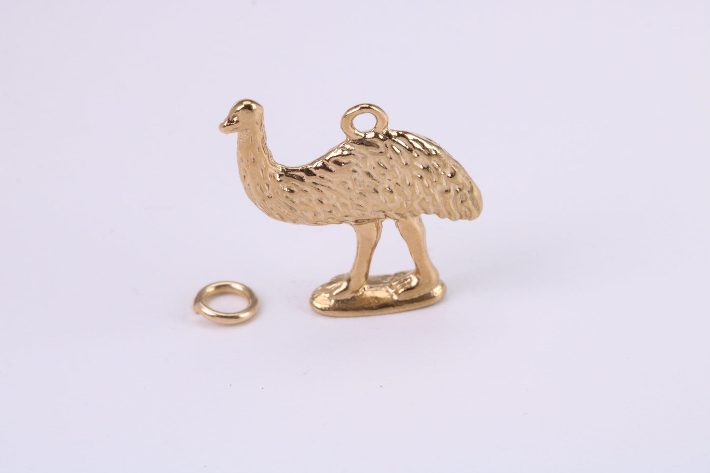 Emu Charm, Traditional Charm, Made from Solid Yellow Gold, British Hallmarked, Complete with Attachment Link