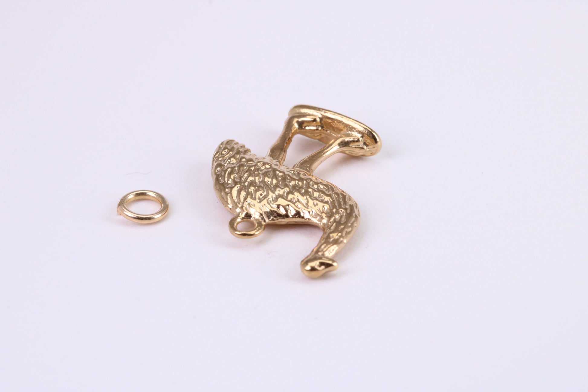 Emu Charm, Traditional Charm, Made from Solid Yellow Gold, British Hallmarked, Complete with Attachment Link