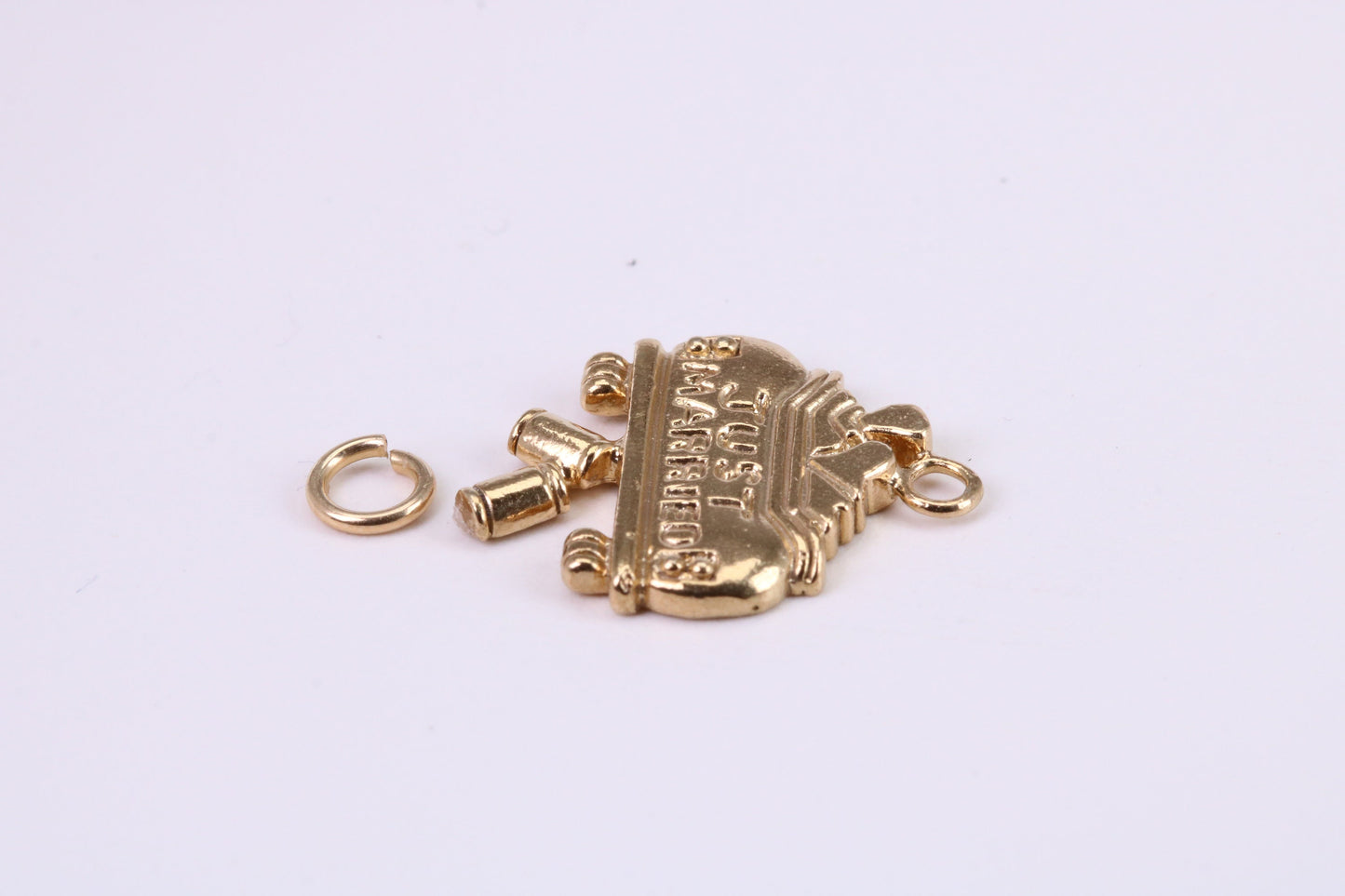 Just Married Charm, Traditional Charm, Made from Solid Yellow Gold, British Hallmarked, Complete with Attachment Link