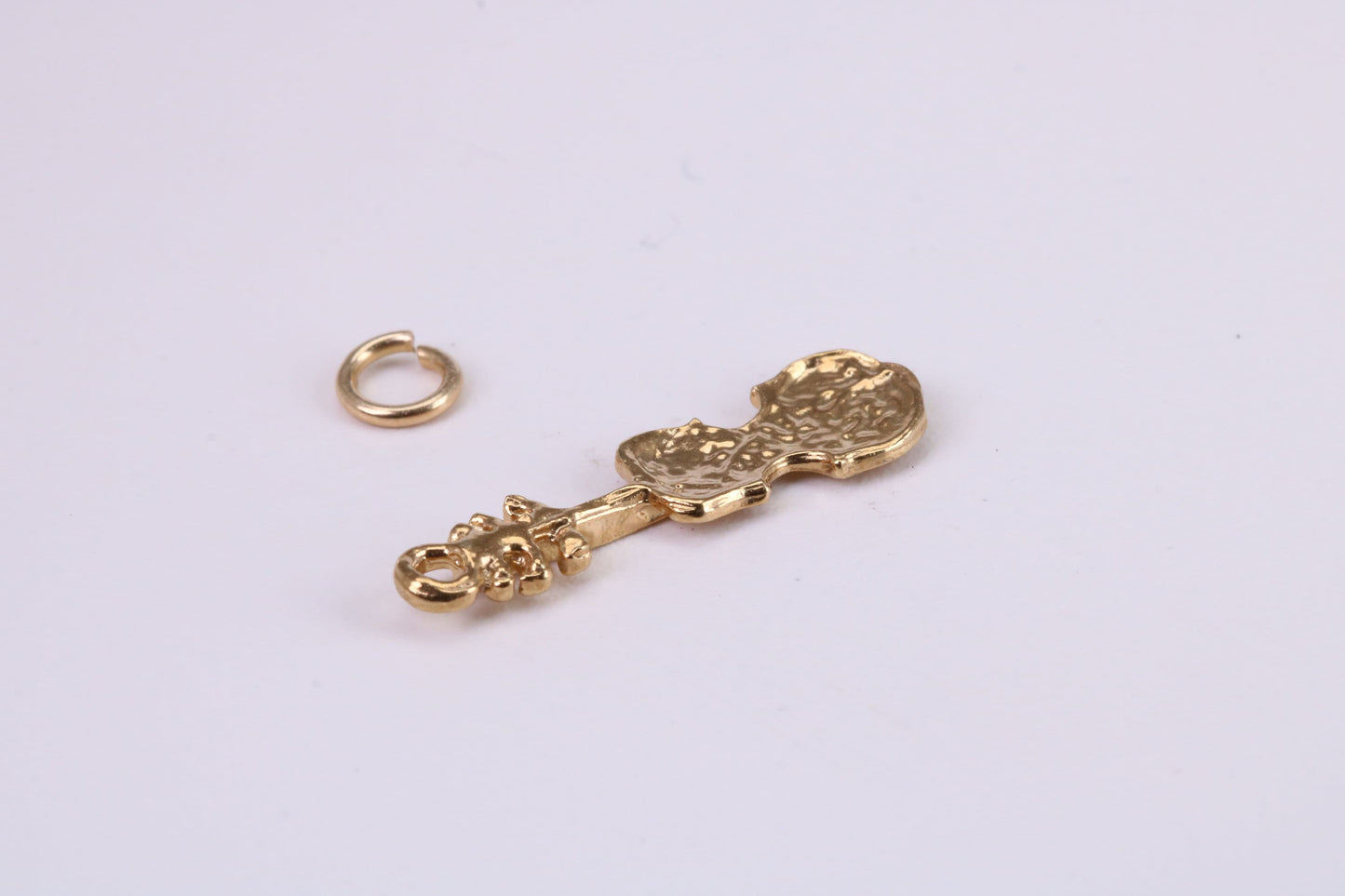 Violin Charm, Traditional Charm, Solid Yellow Gold, British Hallmarked, Complete with Attachment Link