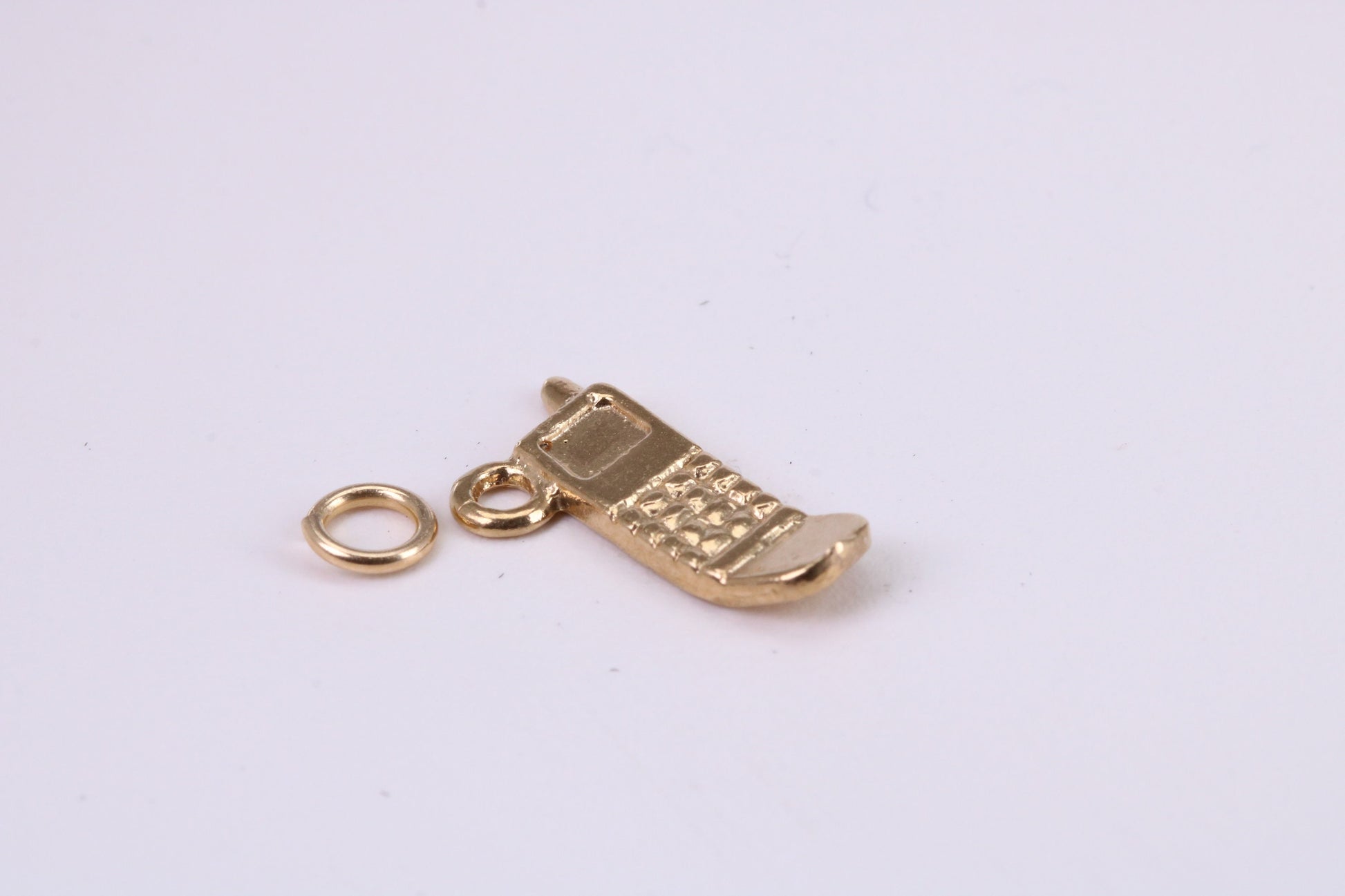 Cell Phone Charm, Traditional Charm, Made from Solid Yellow Gold, British Hallmarked, Complete with Attachment Link