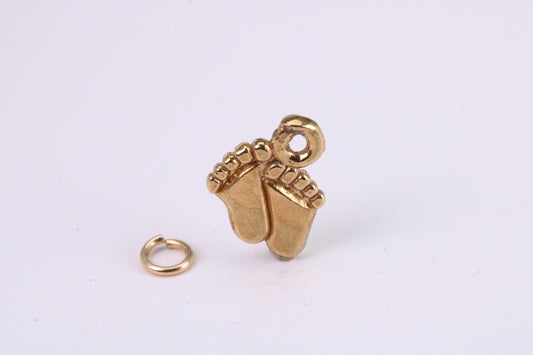 Feets Charm, Traditional Charm, Made from Solid Yellow Gold, British Hallmarked, Complete with Attachment Link