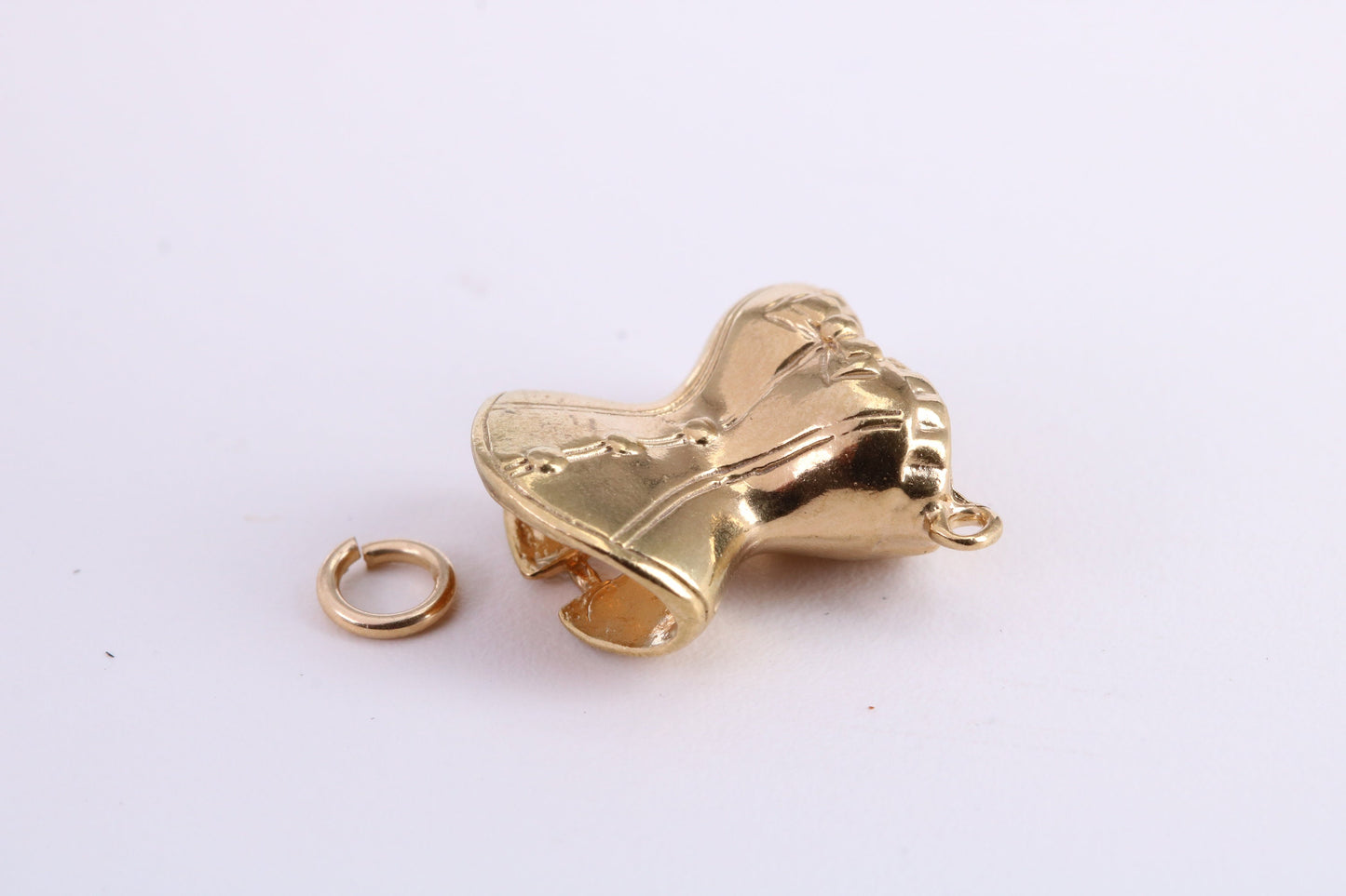 Corset Charm, Traditional Charm, Made from Solid Yellow Gold, British Hallmarked, Complete with Attachment Link