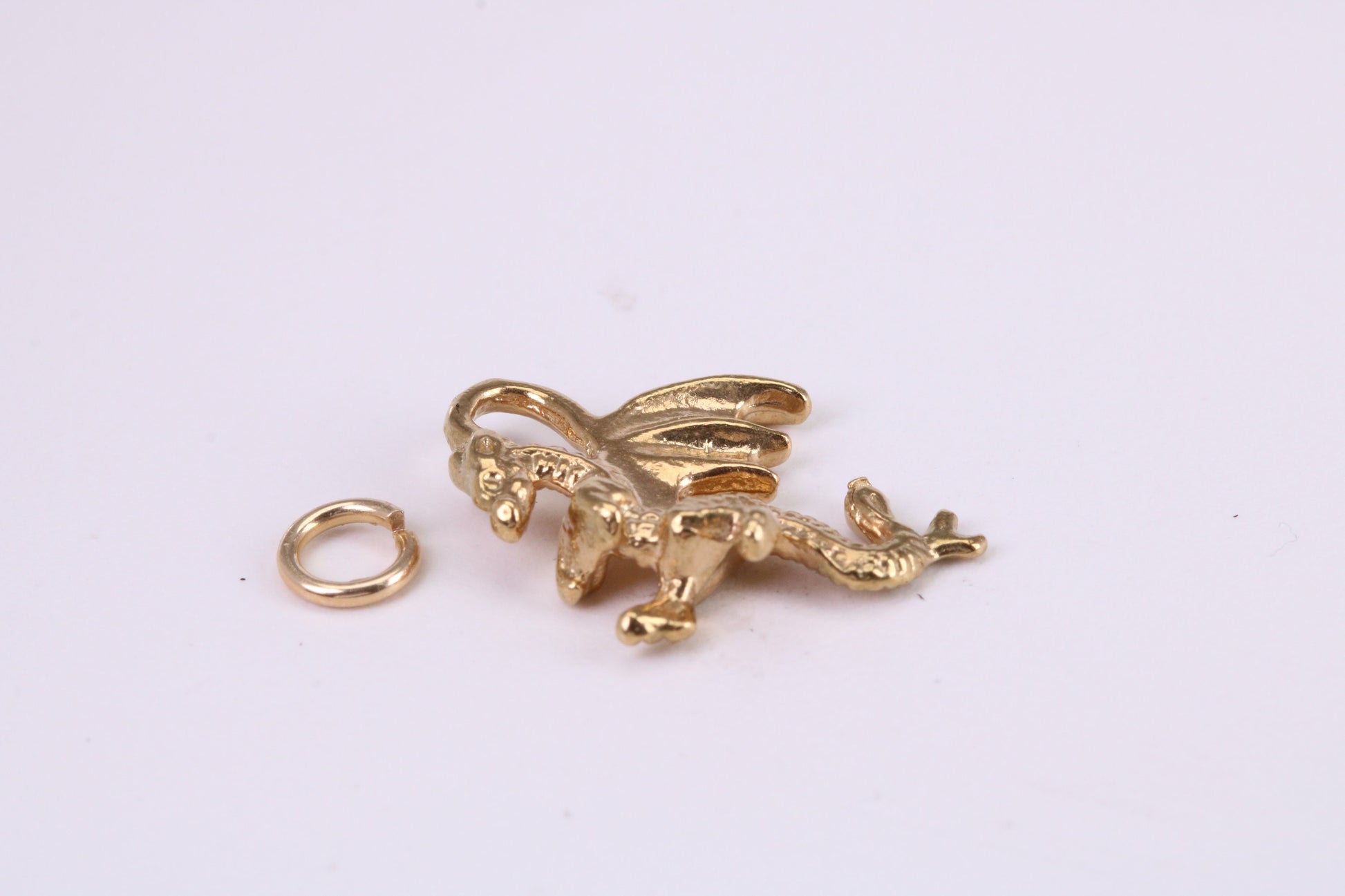 Dragon Charm, Traditional Charm, Made from Solid Yellow Gold, British Hallmarked, Complete with Attachment Link