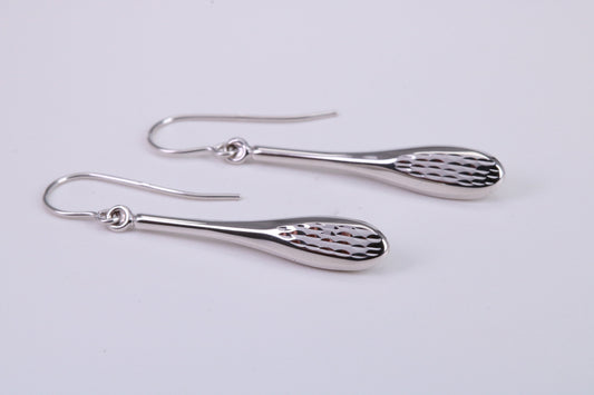 30 mm Long Teardrop Shaped White Gold Dropper Earrings