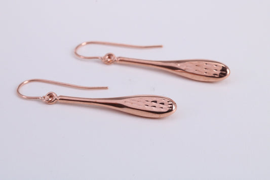 30 mm Long Teardrop Shaped Rose Gold Dropper Earrings