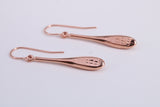 30 mm Long Teardrop Shaped Rose Gold Dropper Earrings