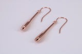 30 mm Long Teardrop Shaped Rose Gold Dropper Earrings
