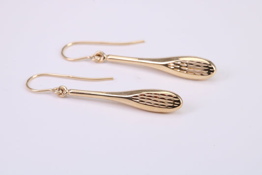 30 mm Long Teardrop Shaped Yellow Gold Dropper Earrings