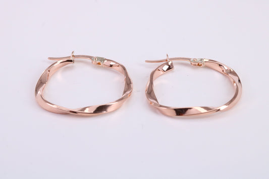 23 mm Round Creole Hood Earrings Made from 9ct Rose Gold