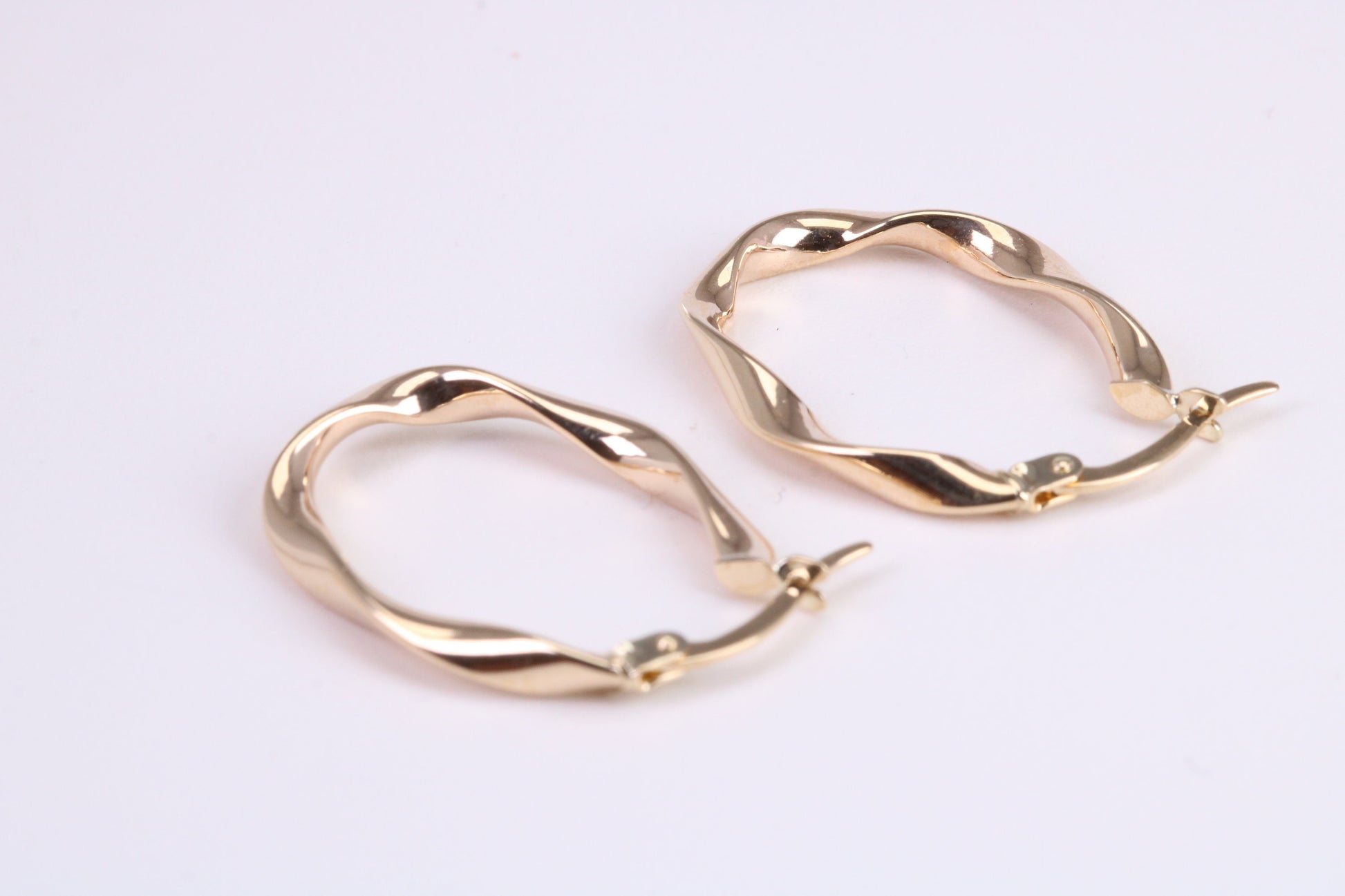 25 mm Long Hoop Creole Earrings Made from 9ct Yellow Gold