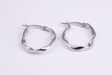 25 mm Long Hoop Creole Earrings Made from 9ct White Gold