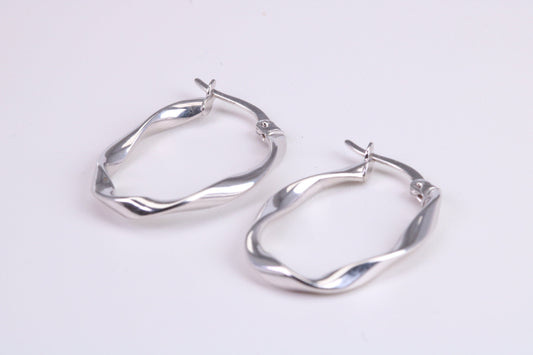 25 mm Long Hoop Creole Earrings Made from 9ct White Gold