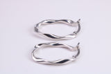 25 mm Long Hoop Creole Earrings Made from 9ct White Gold