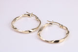 23 mm Round Hoop Creole Earrings Made from 9ct Yellow Gold