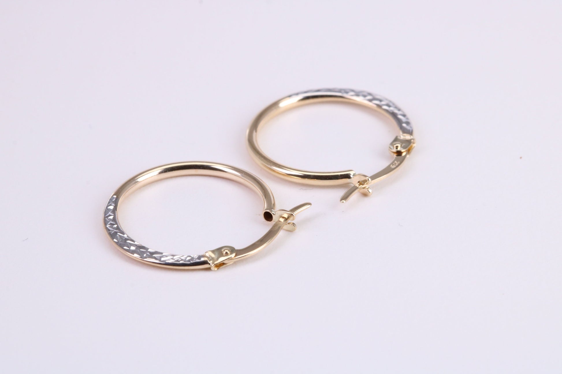 19 mm Round Hoop Creole Earrings Made from 9ct Yellow Gold, Two Tone Finished