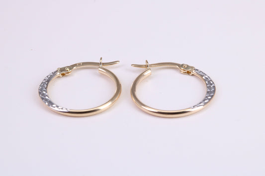 19 mm Round Hoop Creole Earrings Made from 9ct Yellow Gold, Two Tone Finished