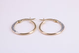 19 mm Round Hoop Creole Earrings Made from 9ct Yellow Gold, Two Tone Finished