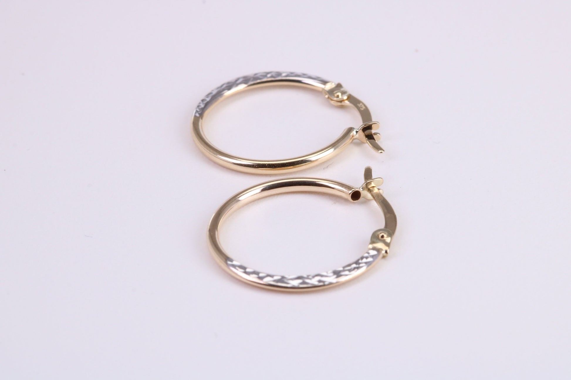 19 mm Round Hoop Creole Earrings Made from 9ct Yellow Gold, Two Tone Finished