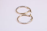 19 mm Round Hoop Creole Earrings Made from 9ct Yellow Gold, Two Tone Finished
