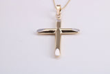 31 mm Long Cross Together with 16 Inch Long Chain, Made from Solid Yellow Gold with High Polished Finish