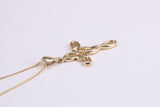 21 mm Long Cross Together with 16 Inch Long Chain, Made from Solid Yellow Gold with High Polished Finish