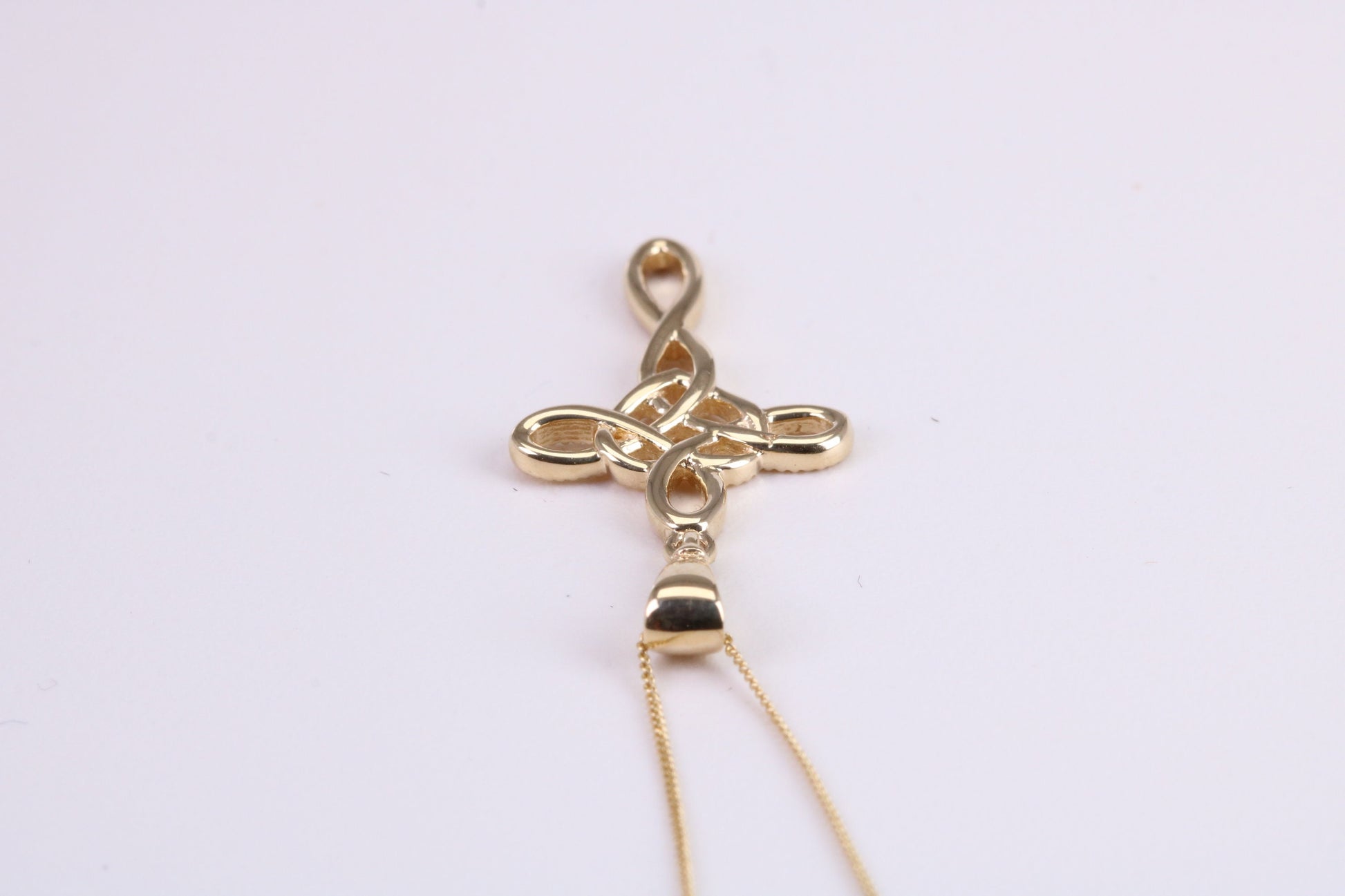 21 mm Long Cross Together with 18 Inch Long Chain, Made from Solid Yellow Gold with High Polished Finish