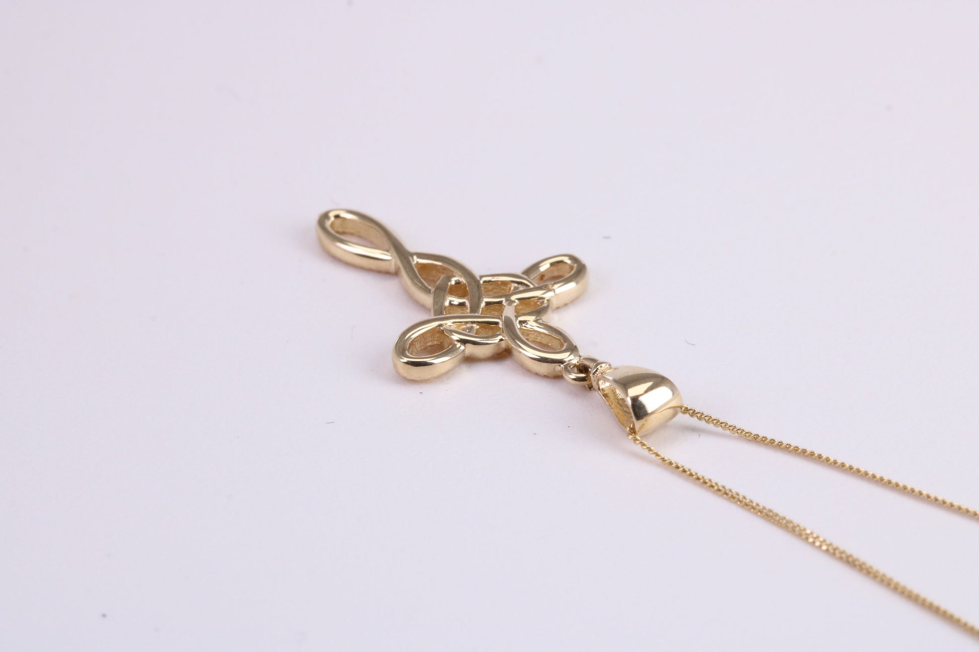 21 mm Long Cross Together with 18 Inch Long Chain, Made from Solid Yellow Gold with High Polished Finish