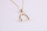 Wishbone Necklace Together with Gold Chain, Made from Solid Cast Yellow Gold with High Polished Finish