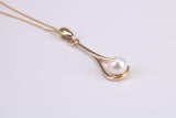 Real Pearl Necklace and Matching Earrings set in Solid Yellow Gold Together with 18 Inch Yellow Gold Chain