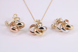 Three Tone Necklace and Matching Dropper Earrings, made from solid 9ct Yellow Gold