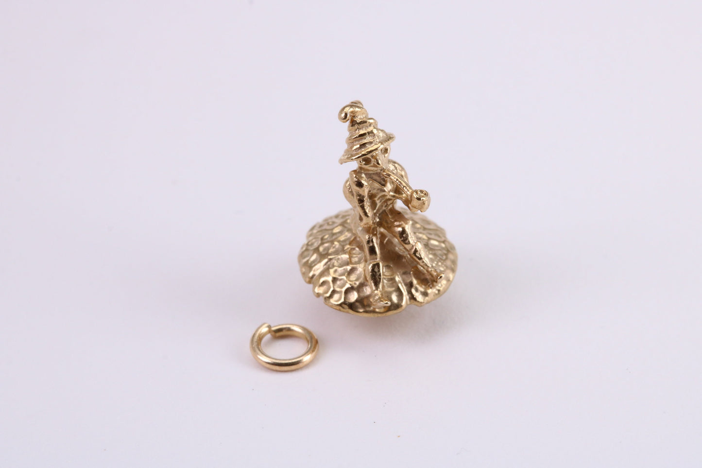 Gnome on Toadstool Charm, Traditional Charm, Made from Solid Yellow Gold, Complete with Attachment Link