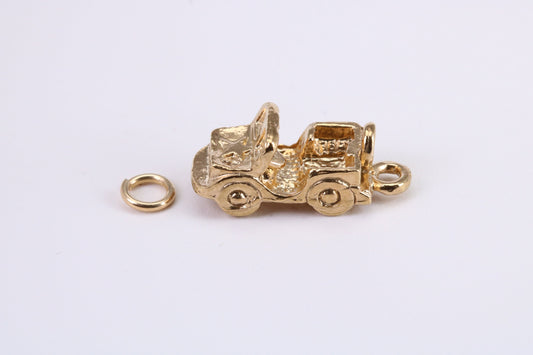 Car Charm, Traditional Charm, Made from Solid Yellow Gold, British Hallmarked, Complete with Attachment Link