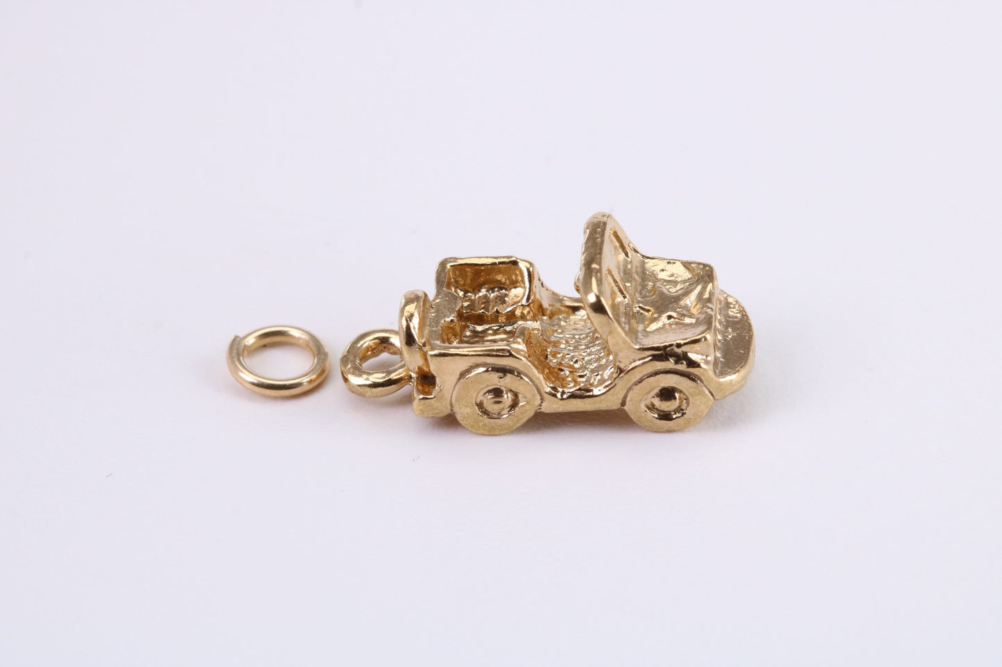 Car Charm, Traditional Charm, Made from Solid Yellow Gold, British Hallmarked, Complete with Attachment Link