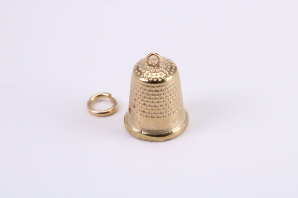 Sewing Thimble Charm, Traditional Charm, Made from Solid Yellow Gold, British Hallmarked, Complete with Attachment Link