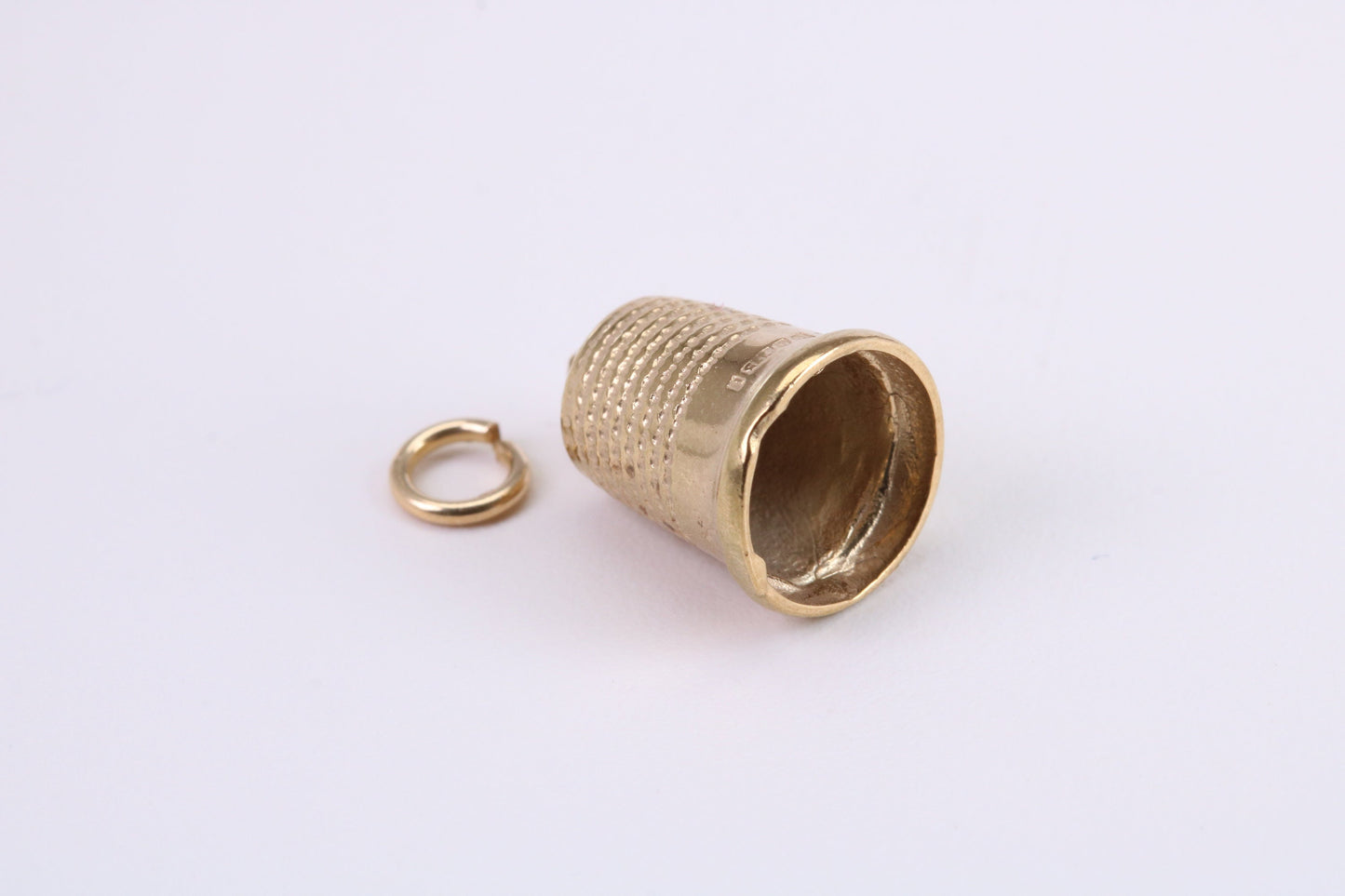 Sewing Thimble Charm, Traditional Charm, Made from Solid Yellow Gold, British Hallmarked, Complete with Attachment Link