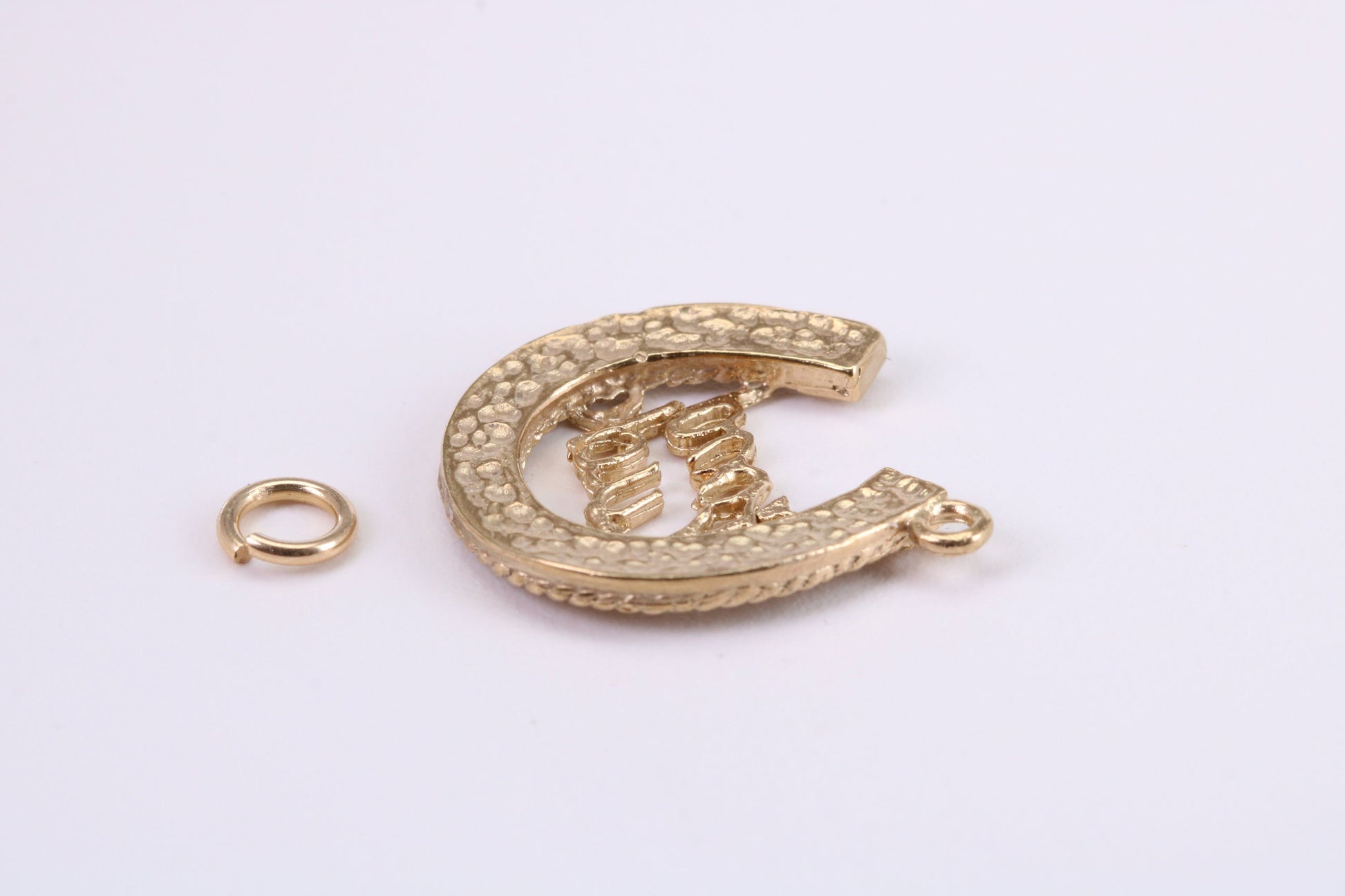 Good Luck Horse Shoe Charm, Traditional Charm, Made from Solid Yellow Gold, British Hallmarked, Complete with Attachment Link