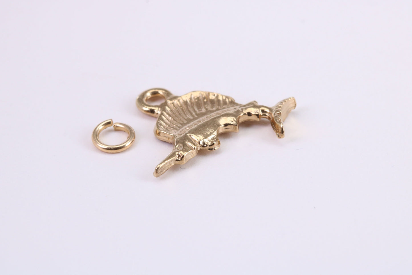 Sail Fish Charm, Traditional Charm, Made from Solid Yellow Gold, British Hallmarked, Complete with Attachment Link