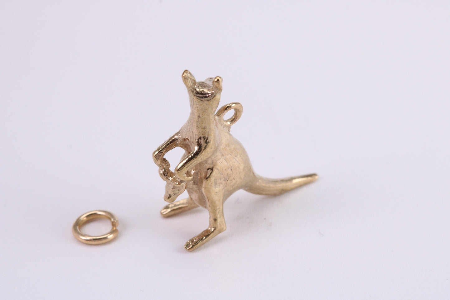 Kangaroo Charm, Traditional Charm, Made from Solid Yellow Gold, British Hallmarked, Complete with Attachment Link