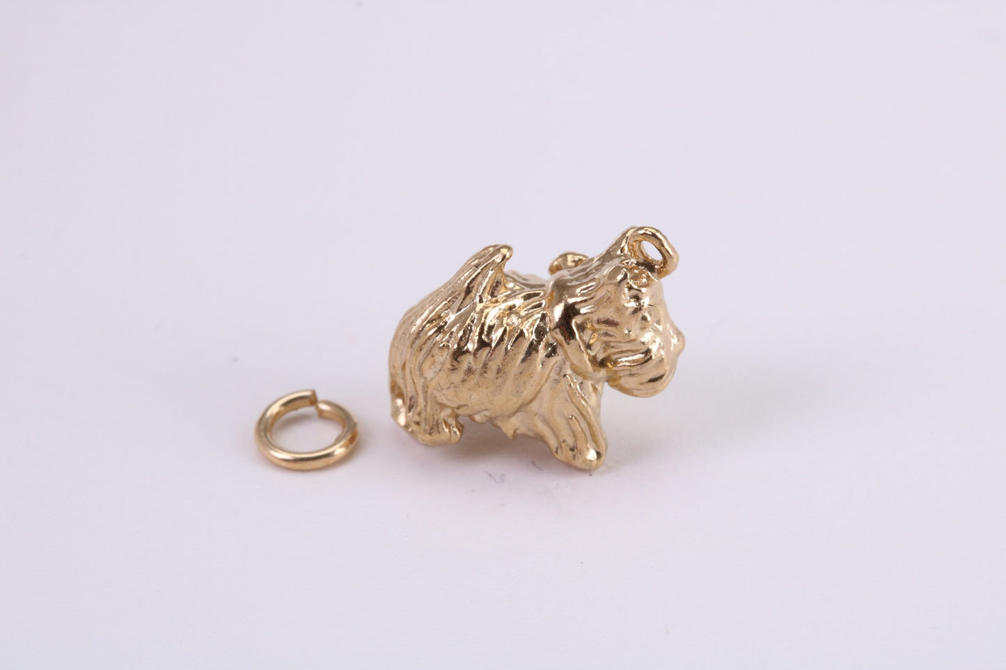 Scottish Terrier Dog Charm, Traditional Charm, Made from Solid Yellow Gold, British Hallmarked, Complete with Attachment Link