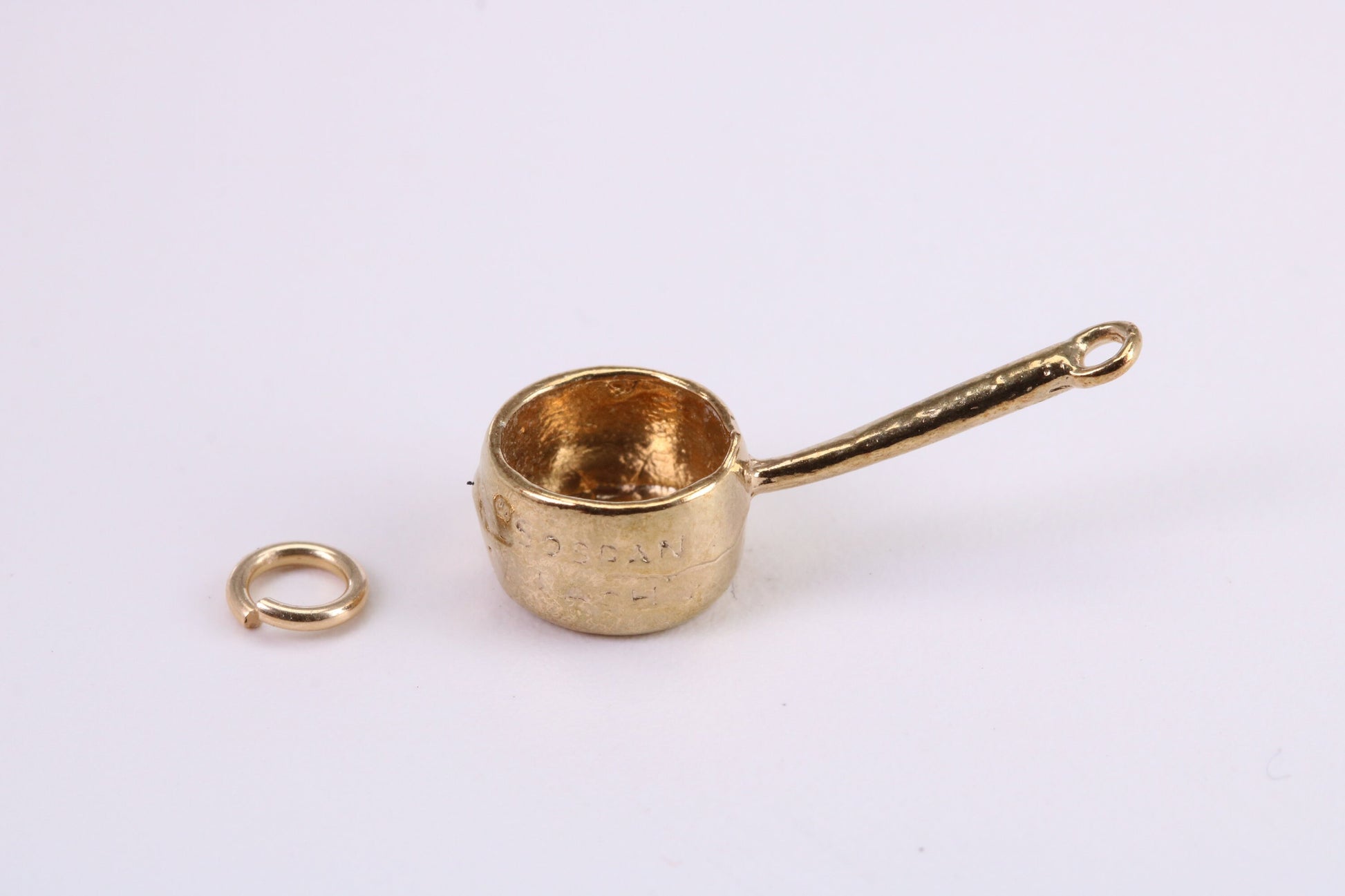 Sauce Pan Charm, Traditional Charm, Made from Solid Yellow Gold, British Hallmarked , Complete with Attachment Link