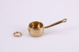 Sauce Pan Charm, Traditional Charm, Made from Solid Yellow Gold, British Hallmarked , Complete with Attachment Link