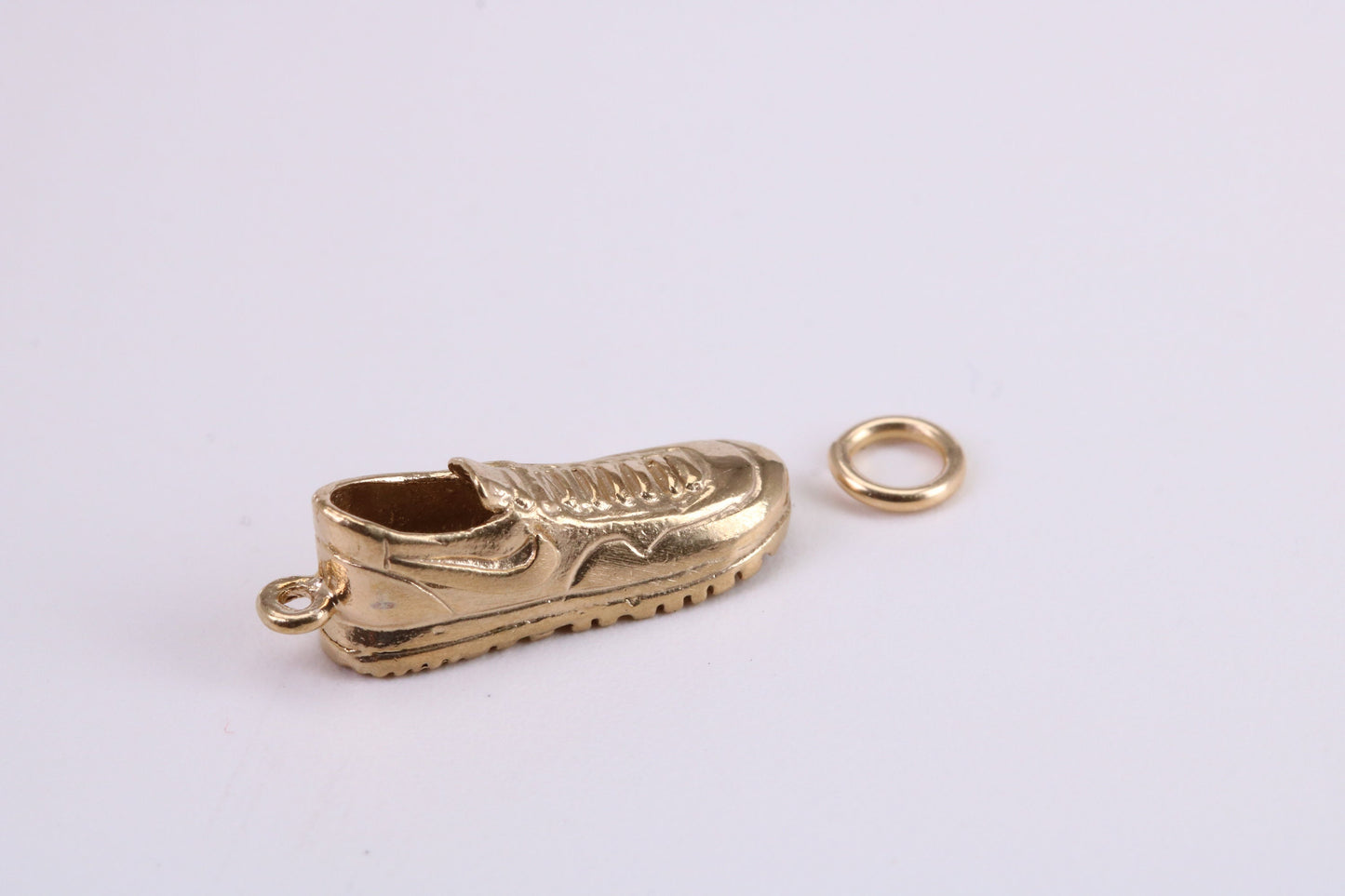 Trainer Shoe Charm, Traditional Charm, Made from Solid Yellow Gold, British Hallmarked, Complete with Attachment Link